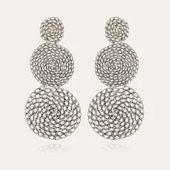 Boucles d'oreilles Onde Gourmette double argentées