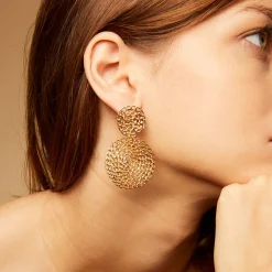 Boucles d'oreilles Onde Gourmette petit modèle dorées