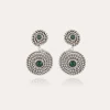 Boucles d'oreilles Onde Lucky cabochons mini argentées - Malachite