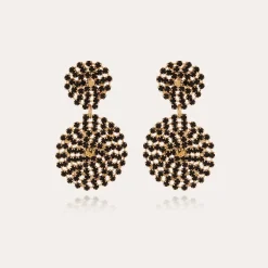 Boucles d'oreilles Onde Lucky strass petit modèle dorées