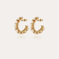 Boucles d'oreilles Parélie dorées - Nacre blanche