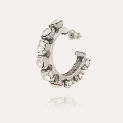 Boucles d'oreilles Parélie argentées - Strass