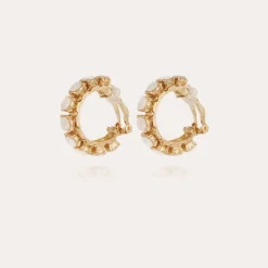 Boucles d'oreilles Parélie dorées - Nacre blanche