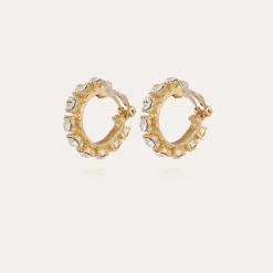 Boucles d'oreilles Parélie dorées - Strass