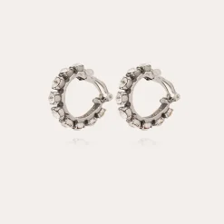 Boucles d'oreilles Parélie argentées - Strass