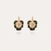 Boucles d'oreilles Pensée émail dorées