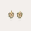 Boucles d'oreilles Pensée émail dorées