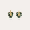 Boucles d'oreilles Pensée émail dorées