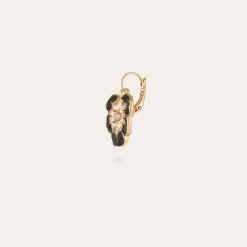 Boucles d'oreilles Pensée émail dorées