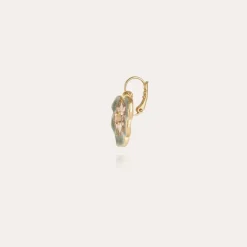 Boucles d'oreilles Pensée émail dorées