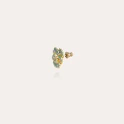 Boucles d'oreilles Pensée émail petit modèle dorées