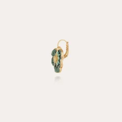 Boucles d'oreilles Pensée émail dorées