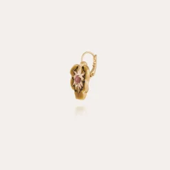 Boucles d'oreilles Pensée émail dorées