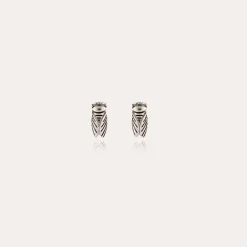 Boucles d'oreilles puces Cigale argentées