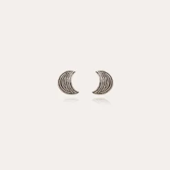 Boucles d'oreilles puces Luna Wave petit modèle argentées