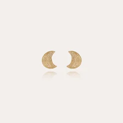 Boucles d'oreilles puces Luna Wave petit modèle dorées