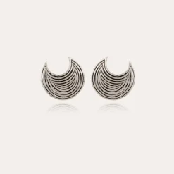 Boucles d'oreilles puces Luna Wave argentées