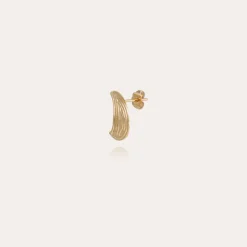 Boucles d'oreilles puces Luna Wave petit modèle dorées