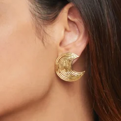 Boucles d'oreilles puces Luna Wave dorées