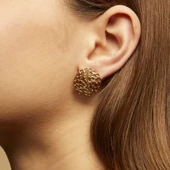 Boucles d'oreilles puces Onde Gourmette dorées