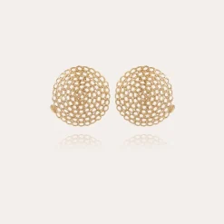 Boucles d'oreilles puces Onde Gourmette grand modèle dorées