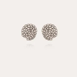 Boucles d'oreilles puces Onde Gourmette argentées