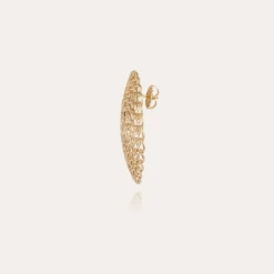 Boucles d'oreilles puces Onde Gourmette grand modèle dorées