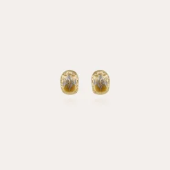 Boucles d'oreilles puces Scaramouche émail dorées