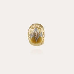 Boucles d'oreilles puces Scaramouche émail dorées