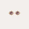 Boucles d'oreilles puces Tiki petit modèle dorées - Améthyste