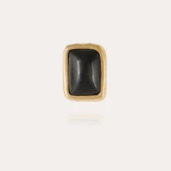 Boucles d'oreilles puces Totem dorées - Balsate noir