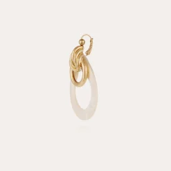 Boucles d'oreilles Régie dorées - Nacre blanche
