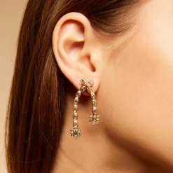 Boucles d'oreilles Riviera asymétrique petit modèle dorées - Zircone
