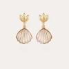 Boucles d'oreilles Sanibel dorées - Nacre blanche