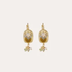 Boucles d'oreilles Scaramouche émail dorées
