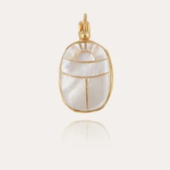 Boucles d'oreilles Scaramouche dorées - Nacre blanche