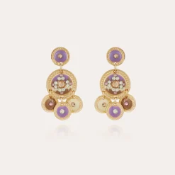 Boucles d'oreilles Sequin deux rangs dorées