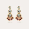Boucles d'oreilles Sequin trois rangs dorées