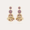 Boucles d'oreilles Sequin trois rangs dorées
