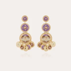 Boucles d'oreilles Sequin trois rangs dorées