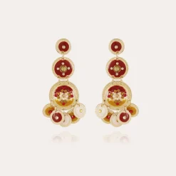 Boucles d'oreilles Sequin trois rangs dorées