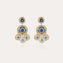 Boucles d'oreilles Sequin deux rangs dorées