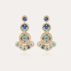 Boucles d'oreilles Sequin trois rangs dorées