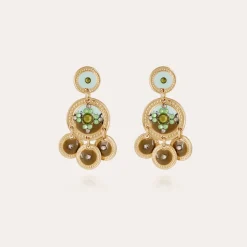 Boucles d'oreilles Sequin deux rangs dorées