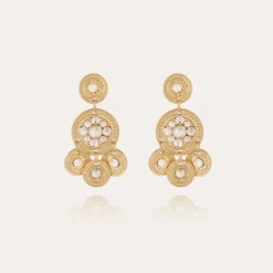 Boucles d'oreilles Sequin deux rangs dorées