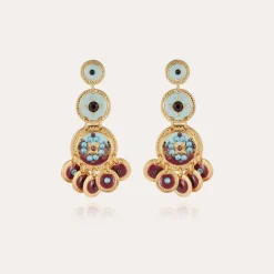 Boucles d'oreilles Sequin trois rangs dorées