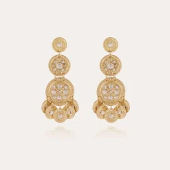 Boucles d'oreilles Sequin trois rangs dorées