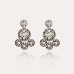 Boucles d'oreilles Sequin deux rangs argentées
