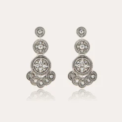 Boucles d'oreilles Sequin trois rangs argentées
