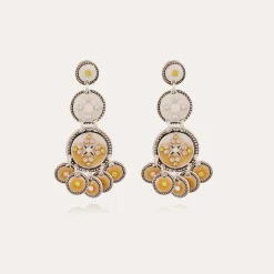 Boucles d'oreilles Sequin trois rangs argentées